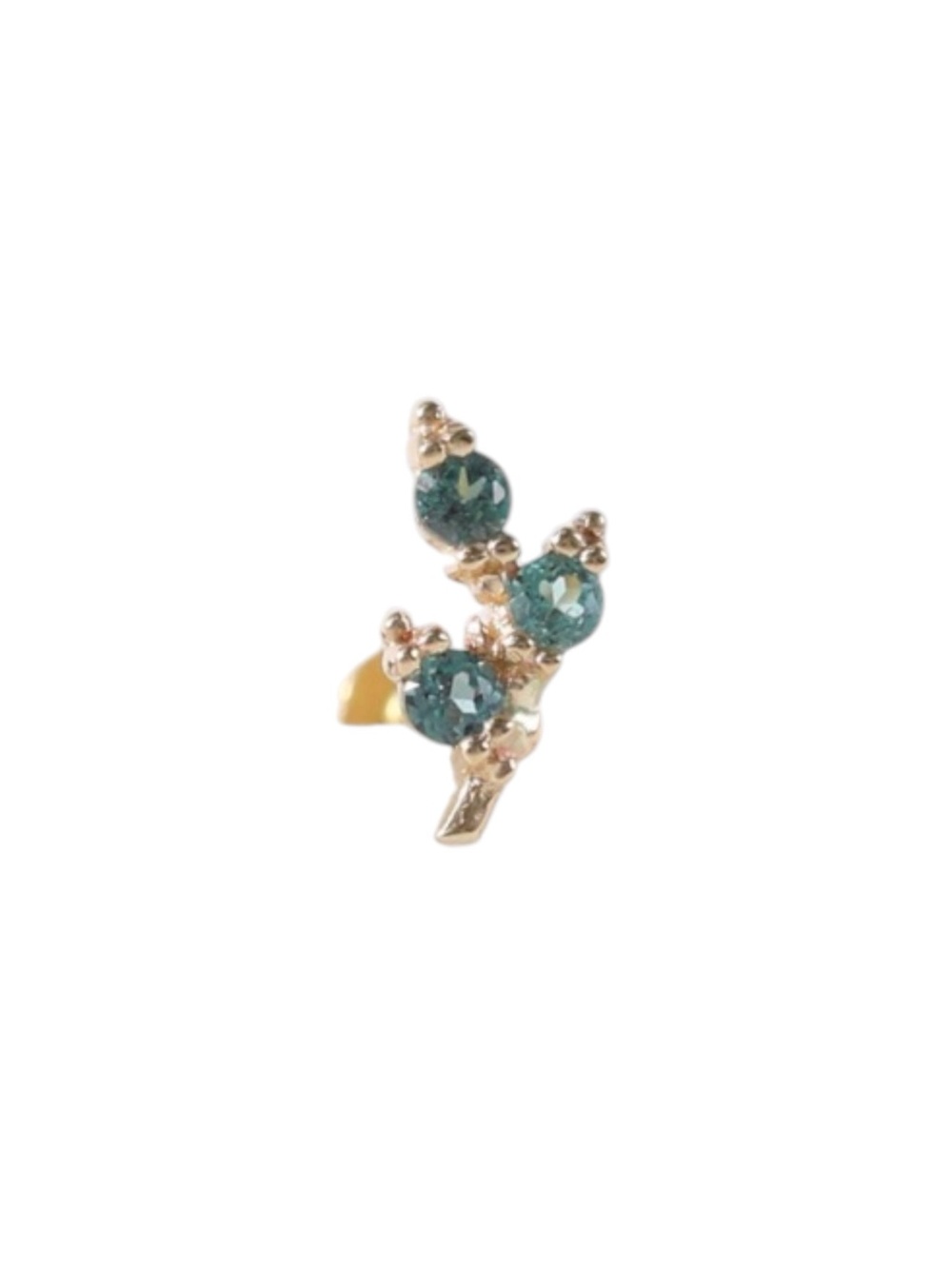 14K Solid Gold Alexandrite Leaf Flat Stud